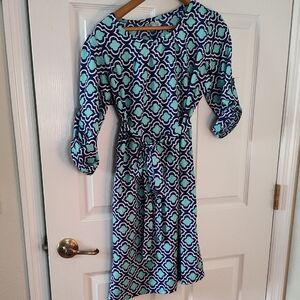 Elegant Patterned Long Sleeve Dress